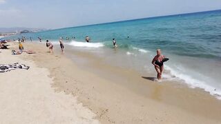 Barcelona Beach Walk - Badalona Spain - August 2022 - 4K Ultra HD