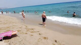 Barcelona Beach Walk - Badalona Spain - August 2022 - 4K Ultra HD