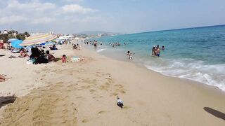 Barcelona Beach Walk - Badalona Spain - August 2022 - 4K Ultra HD