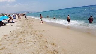 Barcelona Beach Walk - Badalona Spain - August 2022 - 4K Ultra HD