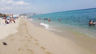 Barcelona Beach Walk - Badalona Spain - August 2022 - 4K Ultra HD