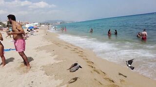 Barcelona Beach Walk - Badalona Spain - August 2022 - 4K Ultra HD