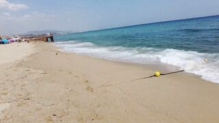 Barcelona Beach Walk - Badalona Spain - August 2022 - 4K Ultra HD