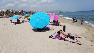 Barcelona Beach Walk - Badalona Spain - August 2022 - 4K Ultra HD