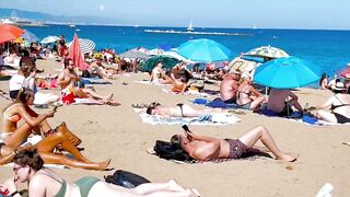 Barcelona beach walk, beach Sant Sebastia