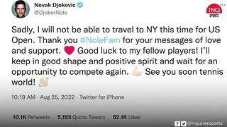 Djokovic will miss US Open as unable to travel to New York without COVID vaccine