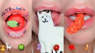 ASMR Eating Satisfying Emoji Food Challenge Marshmallow Slime Licker Cheetos Mukbang 먹방