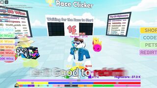 I Got 1 Rebirth on The Race Clicker simulator(Roblox!!)