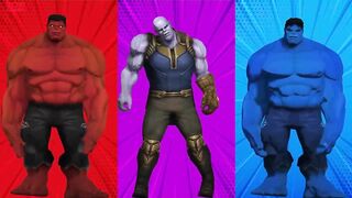 SUPERHERO COLOR DANCE CHALLENGE Red Hulk vs Thanos vs Blue Hulk