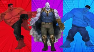 SUPERHERO COLOR DANCE CHALLENGE Red Hulk vs Thanos vs Blue Hulk