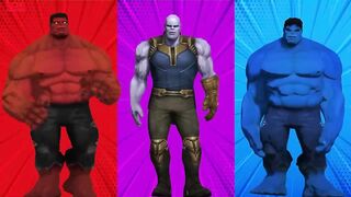 SUPERHERO COLOR DANCE CHALLENGE Red Hulk vs Thanos vs Blue Hulk