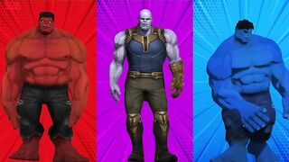 SUPERHERO COLOR DANCE CHALLENGE Red Hulk vs Thanos vs Blue Hulk