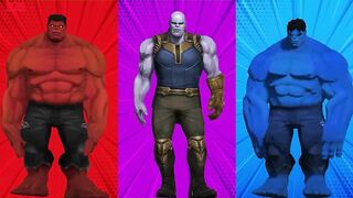 SUPERHERO COLOR DANCE CHALLENGE Red Hulk vs Thanos vs Blue Hulk