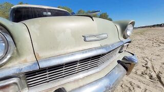 Great 1956 Chevy Bel Air from Slovenia on Roll N Flat Beach Race 2022 Caorle Venice Italy