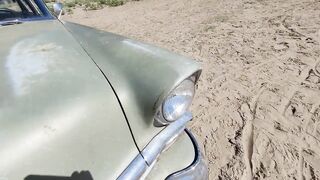 Great 1956 Chevy Bel Air from Slovenia on Roll N Flat Beach Race 2022 Caorle Venice Italy