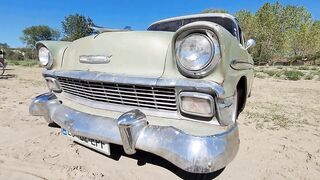 Great 1956 Chevy Bel Air from Slovenia on Roll N Flat Beach Race 2022 Caorle Venice Italy