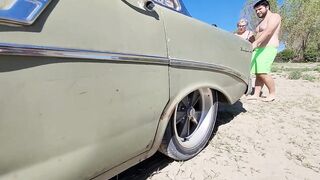 Great 1956 Chevy Bel Air from Slovenia on Roll N Flat Beach Race 2022 Caorle Venice Italy