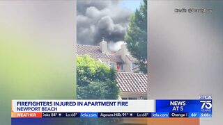 Firefighters injured in large apartment complex fire in Newport Beach