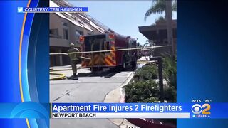 Apartment fire erupts in Newport Beach, 2 firefighters injured