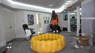 Kai Cenat JUMPS in Inflatable Pool Wearing Shoes LIVE On Stream!