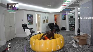 Kai Cenat JUMPS in Inflatable Pool Wearing Shoes LIVE On Stream!