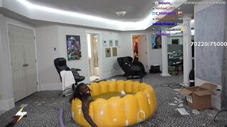 Kai Cenat JUMPS in Inflatable Pool Wearing Shoes LIVE On Stream!