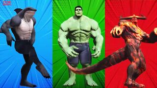 SUPERHERO COLOR DANCE CHALLENGE | King Shark vs Hulk vs Surtur