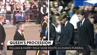 Prince William & Prince Harry at Queen's Procession Echoes Same Walk at Diana's Funeral | PEOPLE