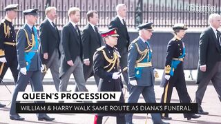 Prince William & Prince Harry at Queen's Procession Echoes Same Walk at Diana's Funeral | PEOPLE