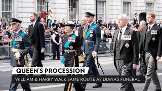 Prince William & Prince Harry at Queen's Procession Echoes Same Walk at Diana's Funeral | PEOPLE