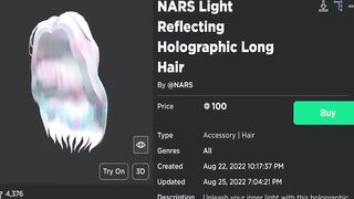 GLITCHED FREE ACCESSORIES! HOW TO GET NARS Gold & Holographic Hair! (ROBLOX NARS Color Quest Event)