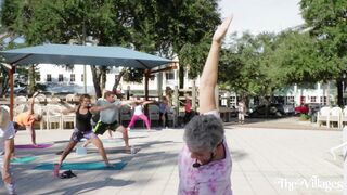 Practicing Yoga on the Square in The Villages, FL