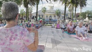 Practicing Yoga on the Square in The Villages, FL