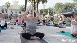 Practicing Yoga on the Square in The Villages, FL