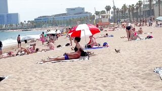 Barcelona beach walk / beach Sant Sebastia / walking Spain best beaches