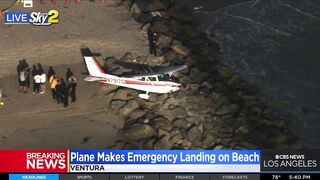 Small plane makes emergency landing on beach in Ventura