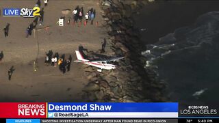 Small plane makes emergency landing on beach in Ventura