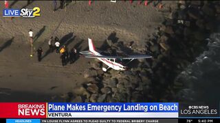 Small plane makes emergency landing on beach in Ventura