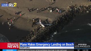 Small plane makes emergency landing on beach in Ventura