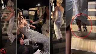 "She can't even walk properly" Kim Kardashian Funny Moments at D&G After party (VIDEO)