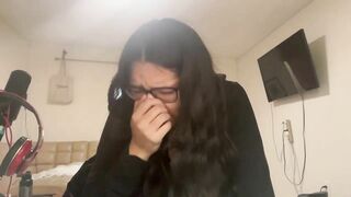 Cute girl sneezing powerful sneezes