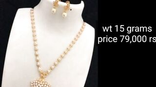 latest gold pearls long haram models with beautiful locket and earrings// with weight and price ????