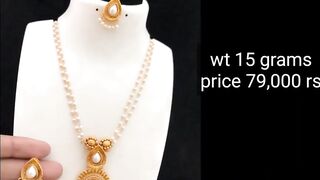 latest gold pearls long haram models with beautiful locket and earrings// with weight and price ????