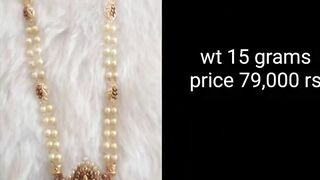 latest gold pearls long haram models with beautiful locket and earrings// with weight and price ????