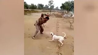 Man chasing dog #3. Defend against dog attack - Funny moments.