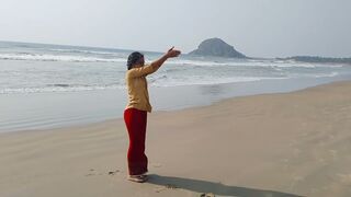 Easy beach yoga workout for beginners|surya namaskaralu|by #anshu|@A&A creations