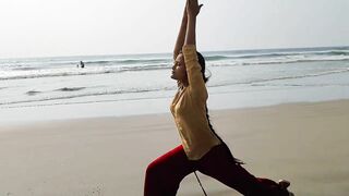 Easy beach yoga workout for beginners|surya namaskaralu|by #anshu|@A&A creations