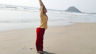 Easy beach yoga workout for beginners|surya namaskaralu|by #anshu|@A&A creations