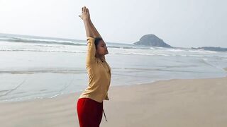 Easy beach yoga workout for beginners|surya namaskaralu|by #anshu|@A&A creations