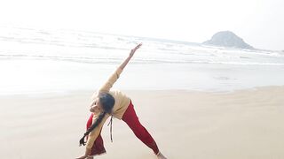 Easy beach yoga workout for beginners|surya namaskaralu|by #anshu|@A&A creations